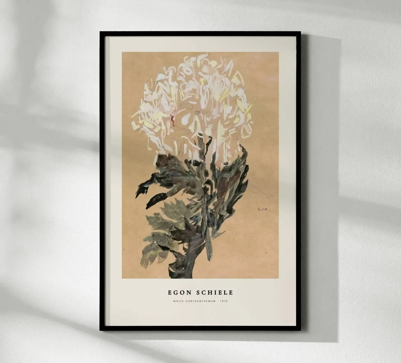 Schiele - White Chrysanthemum poster con telaio in plastica da Vintage by JUNIQE