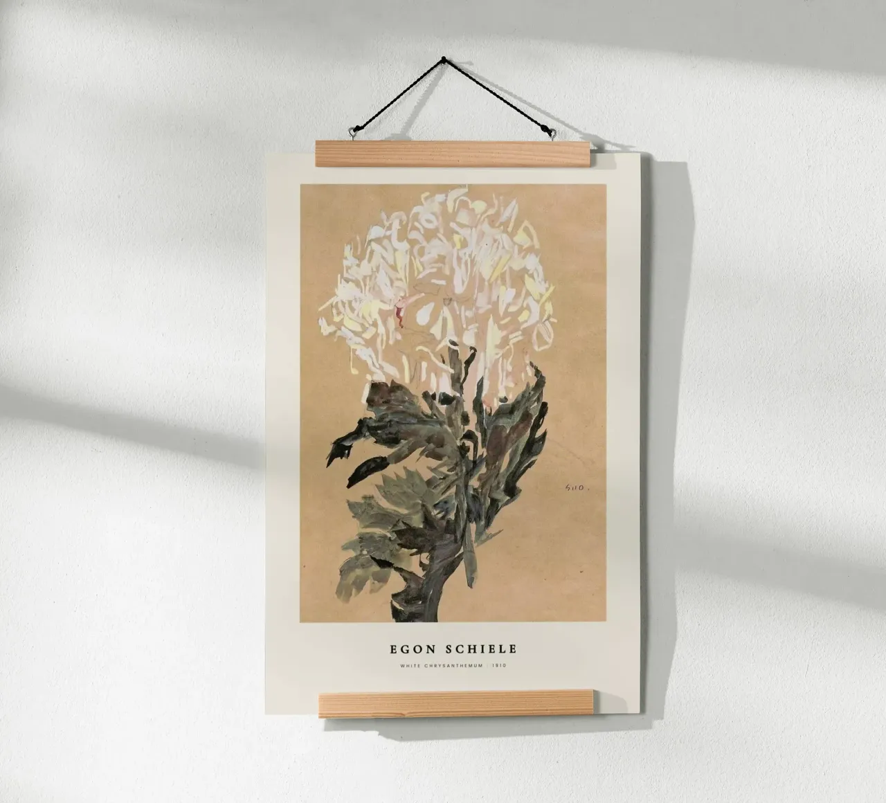 Schiele - White Chrysanthemum poster con telaio in plastica da Vintage by JUNIQE