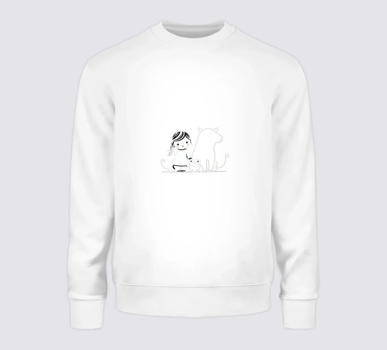 Ragazza con i suoi animali domestici, un cane e un gatto, che si godono il tempo felpa da DesignDoodle
