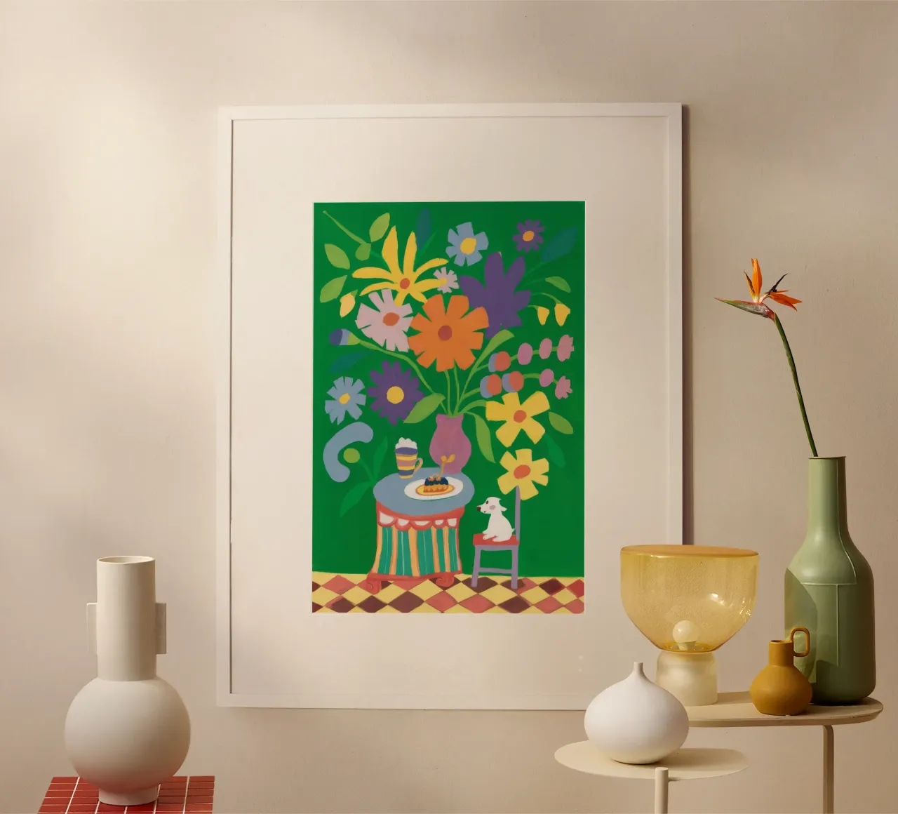 Tea Party floreale poster con telaio in plastica da Petal Canvas