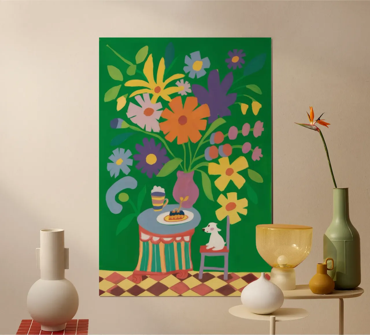 Tea Party floreale poster con telaio in plastica da Petal Canvas
