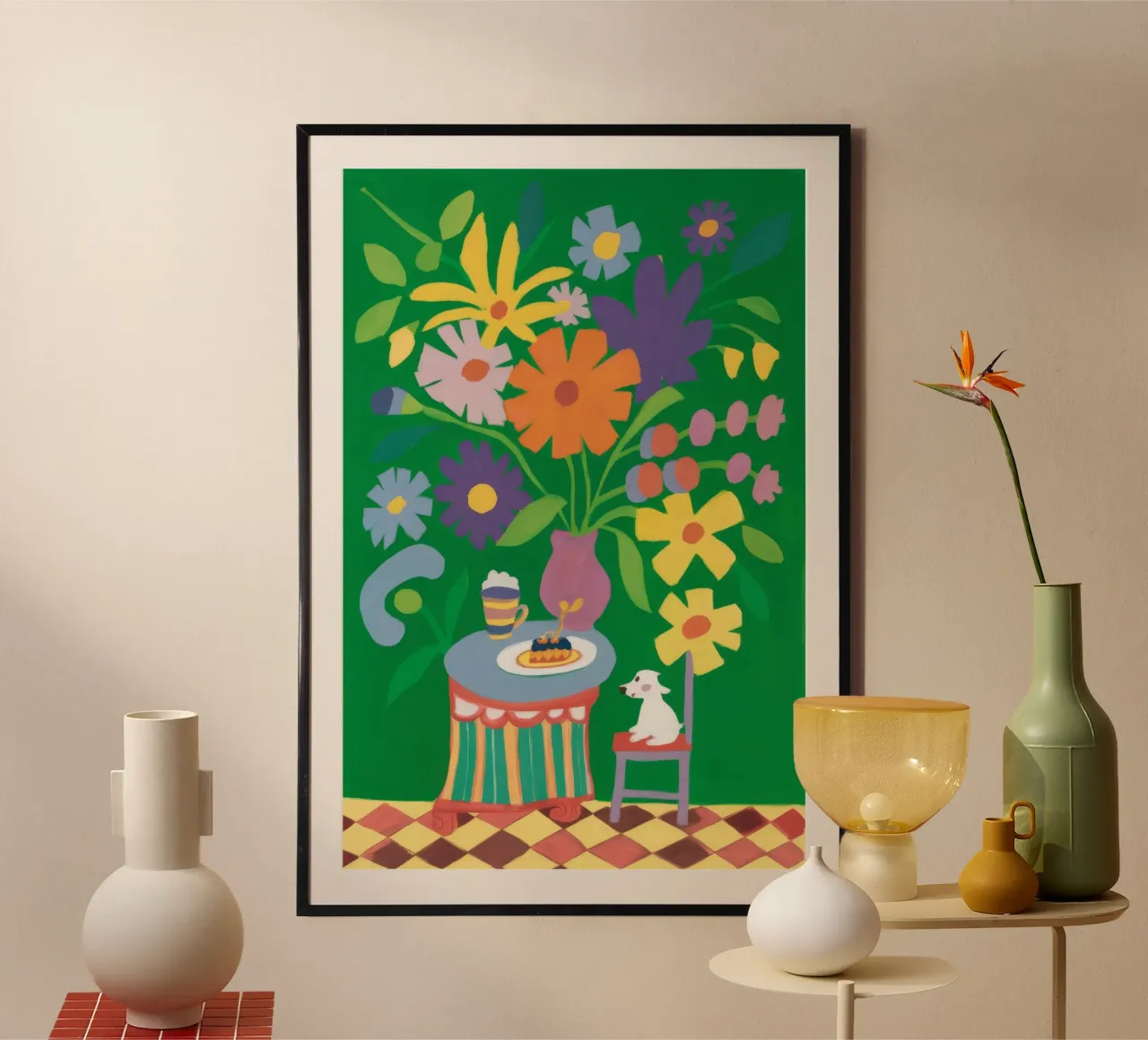 Tea Party floreale poster con telaio in plastica da Petal Canvas