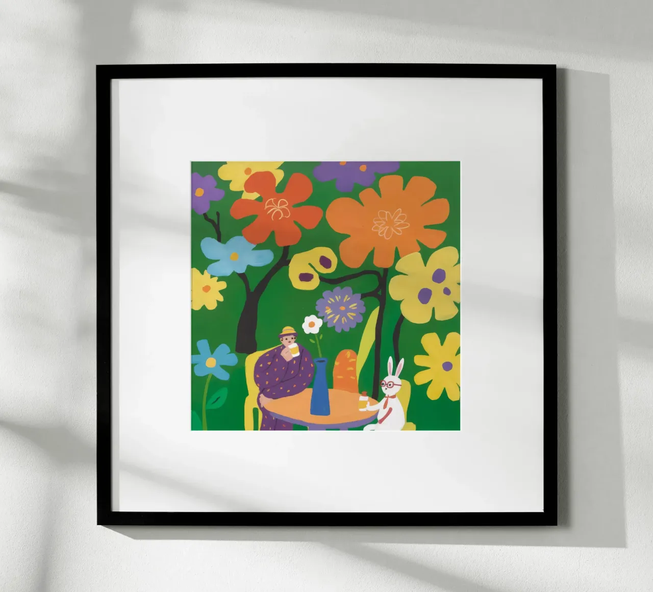 Giardino floreale Tranquillità poster con telaio in legno da Petal Canvas