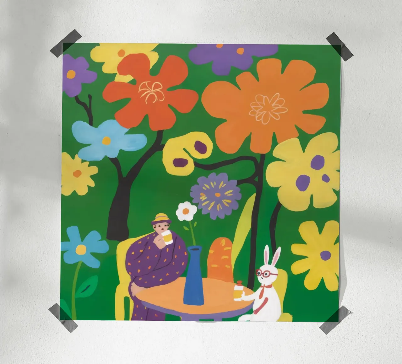 Giardino floreale Tranquillità poster con telaio in legno da Petal Canvas