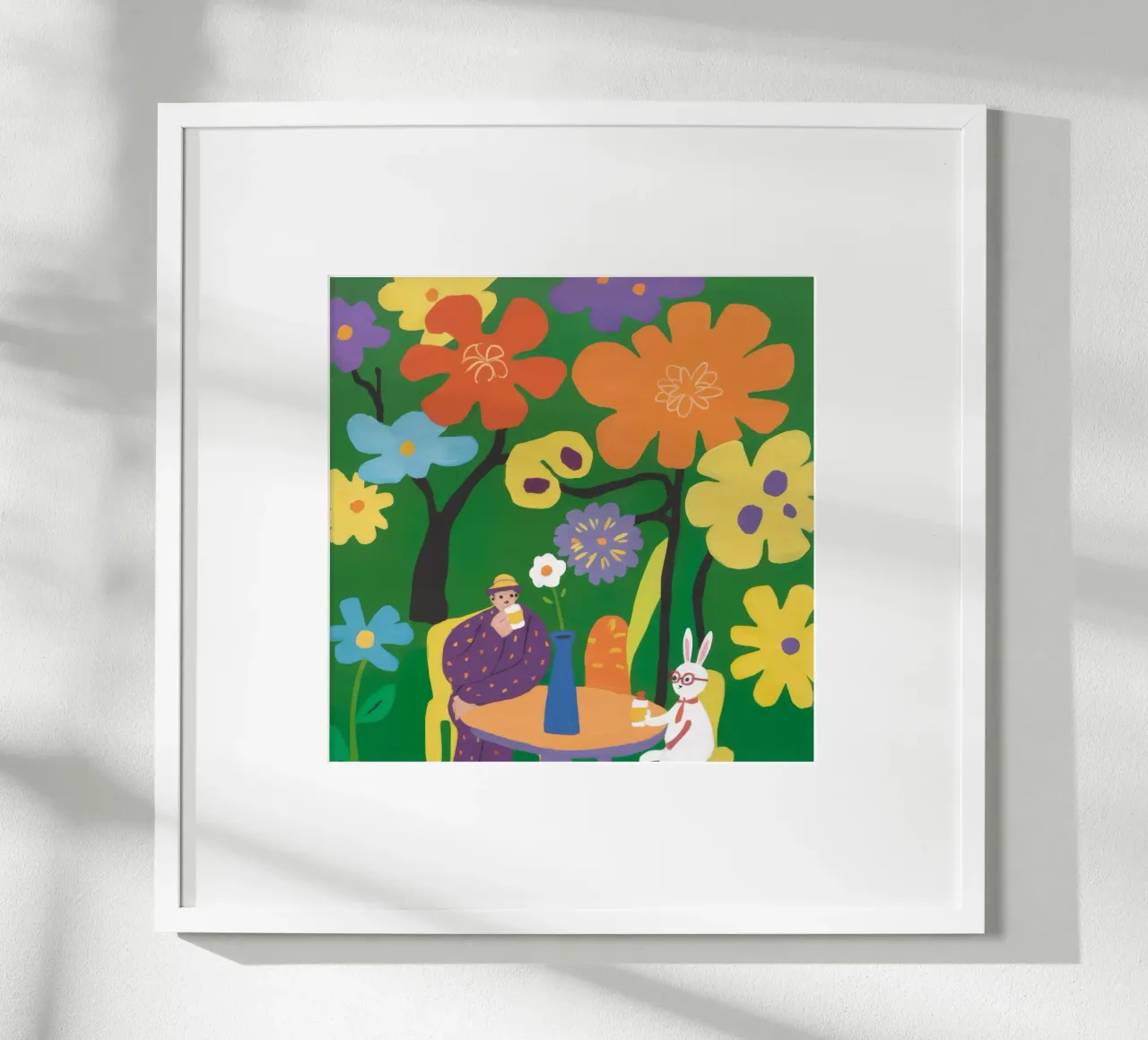 Giardino floreale Tranquillità poster con telaio in legno da Petal Canvas