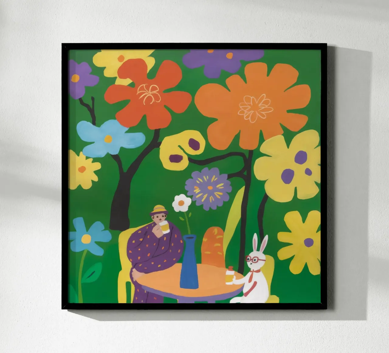 Giardino floreale Tranquillità poster con telaio in legno da Petal Canvas