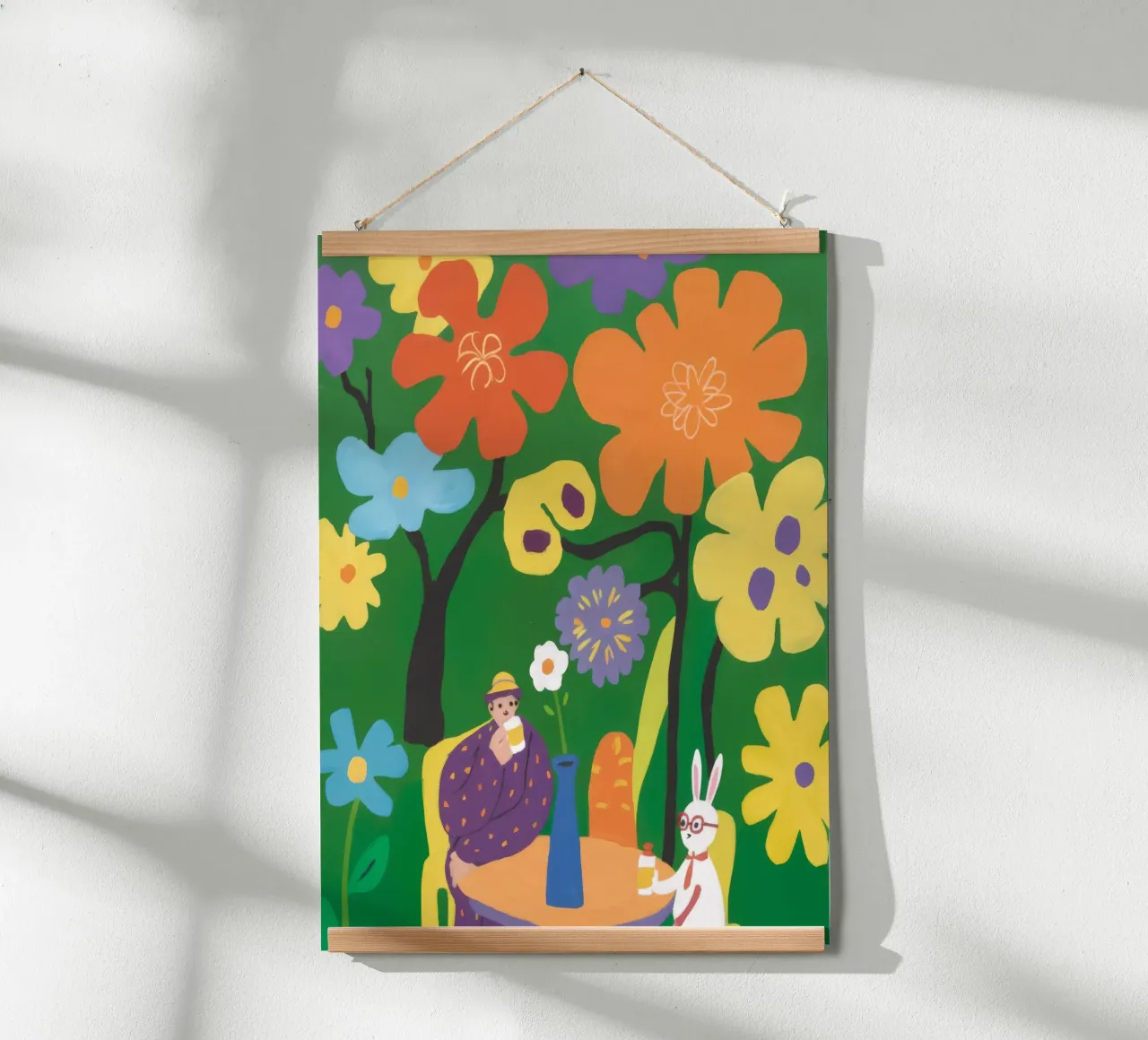 Giardino floreale Tranquillità poster con telaio in legno da Petal Canvas