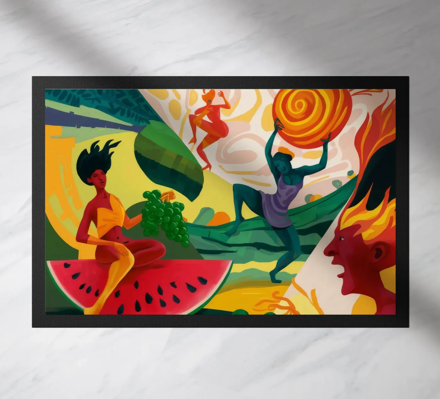 Dynamic Dance Fantasy doormat by Petal Canvas