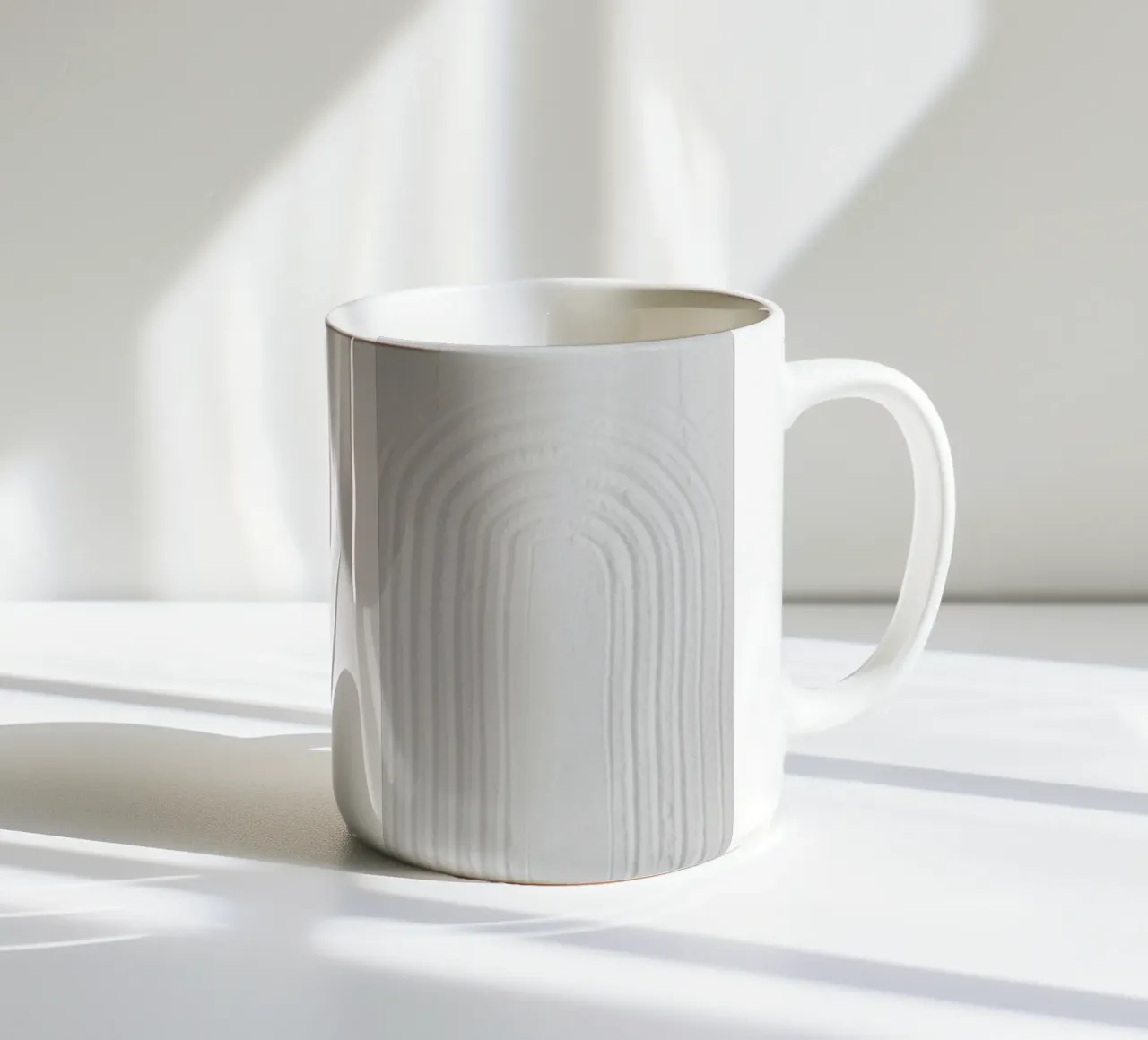 White Textures 2 Minimal Rainbow tazza in ceramica da Studio Nahili