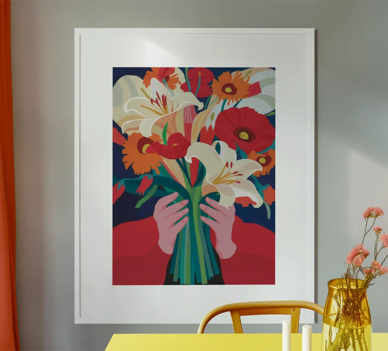 Delizia di un bouquet floreale poster con telaio in alluminio da Petal Canvas