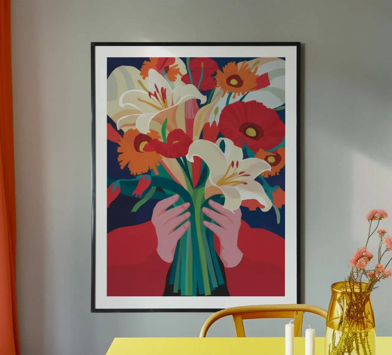 Delizia di un bouquet floreale poster con telaio in alluminio da Petal Canvas