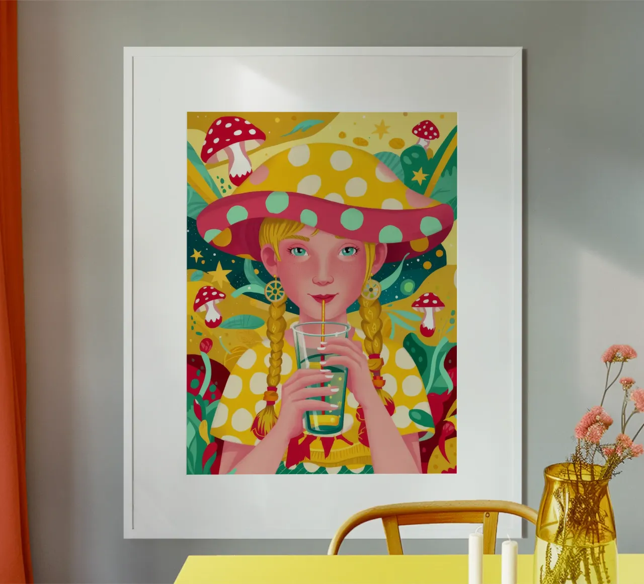 Cappello Fungo Meraviglia poster con telaio in alluminio da Petal Canvas
