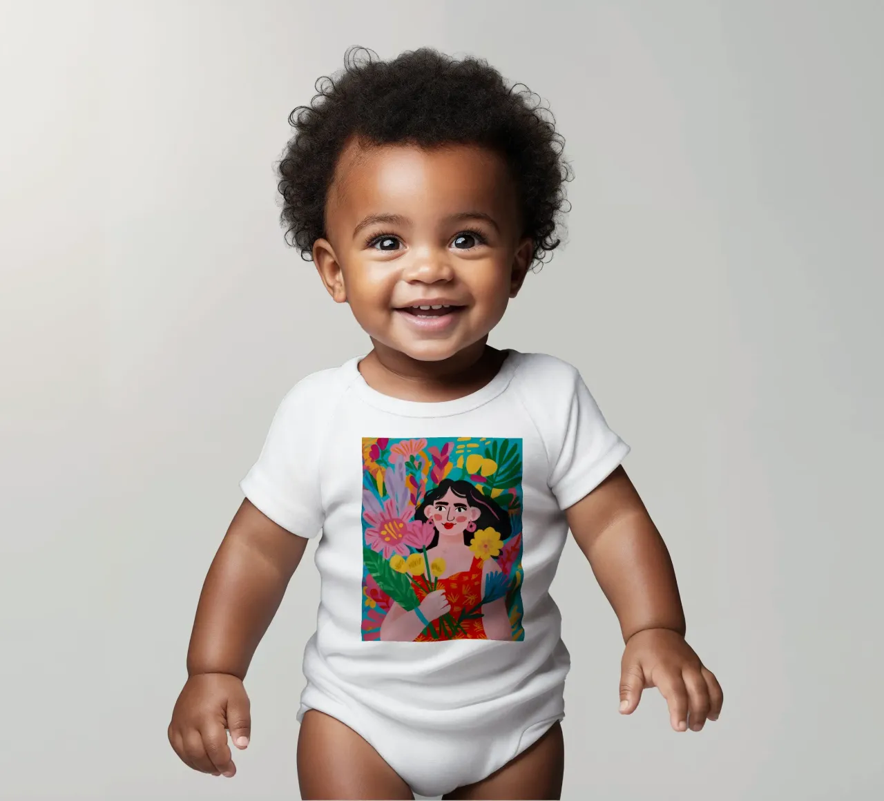 Blumige Umarmung Kurzarm Babybody von Petal Canvas