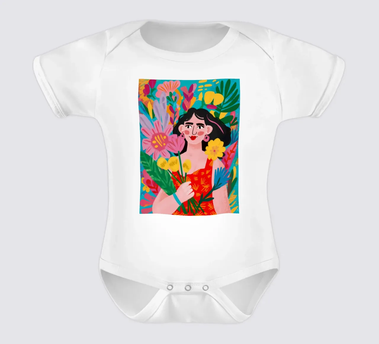 Blumige Umarmung Kurzarm Babybody von Petal Canvas