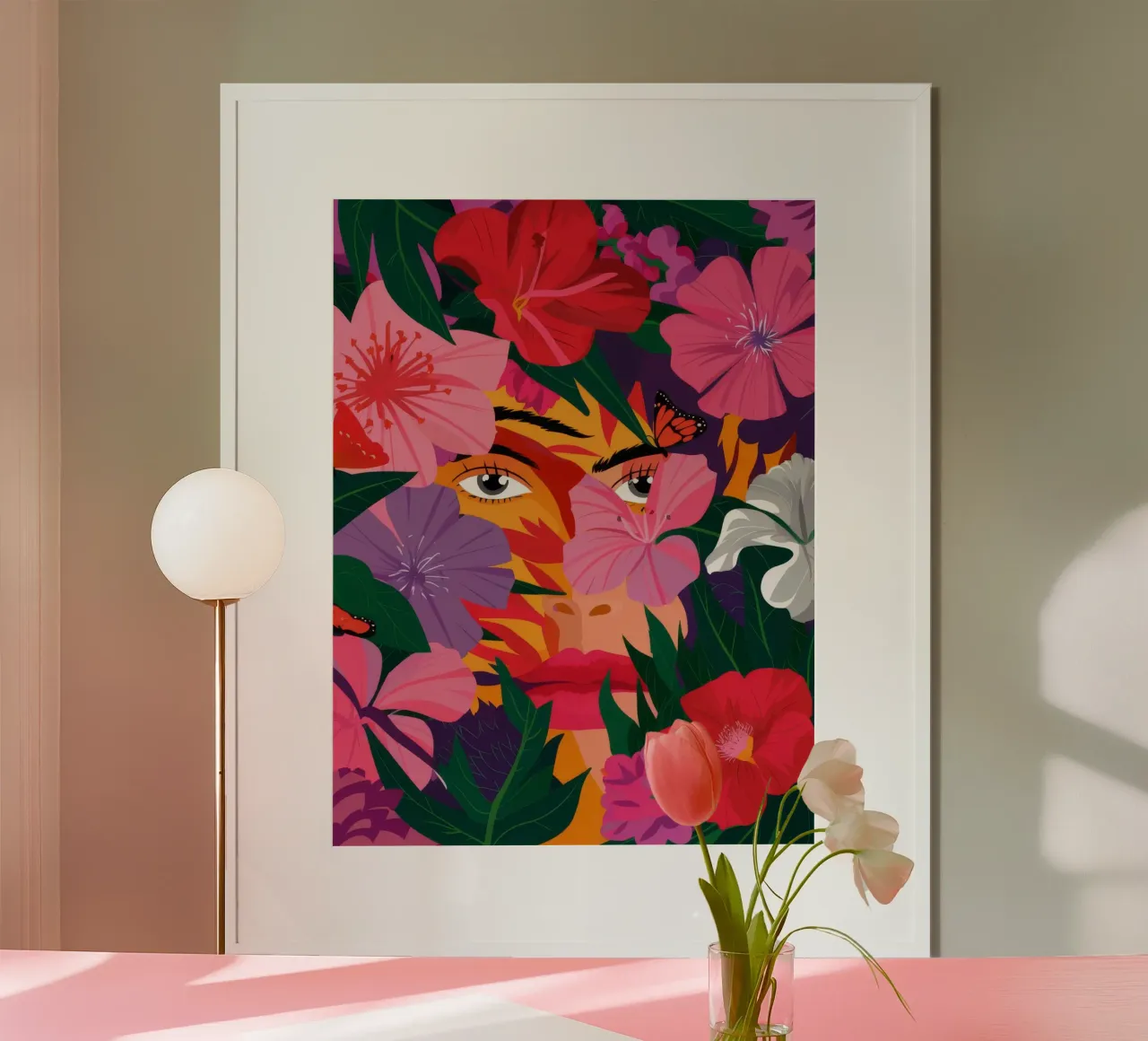 Mistero degli occhi floreali poster con telaio in plastica da Petal Canvas