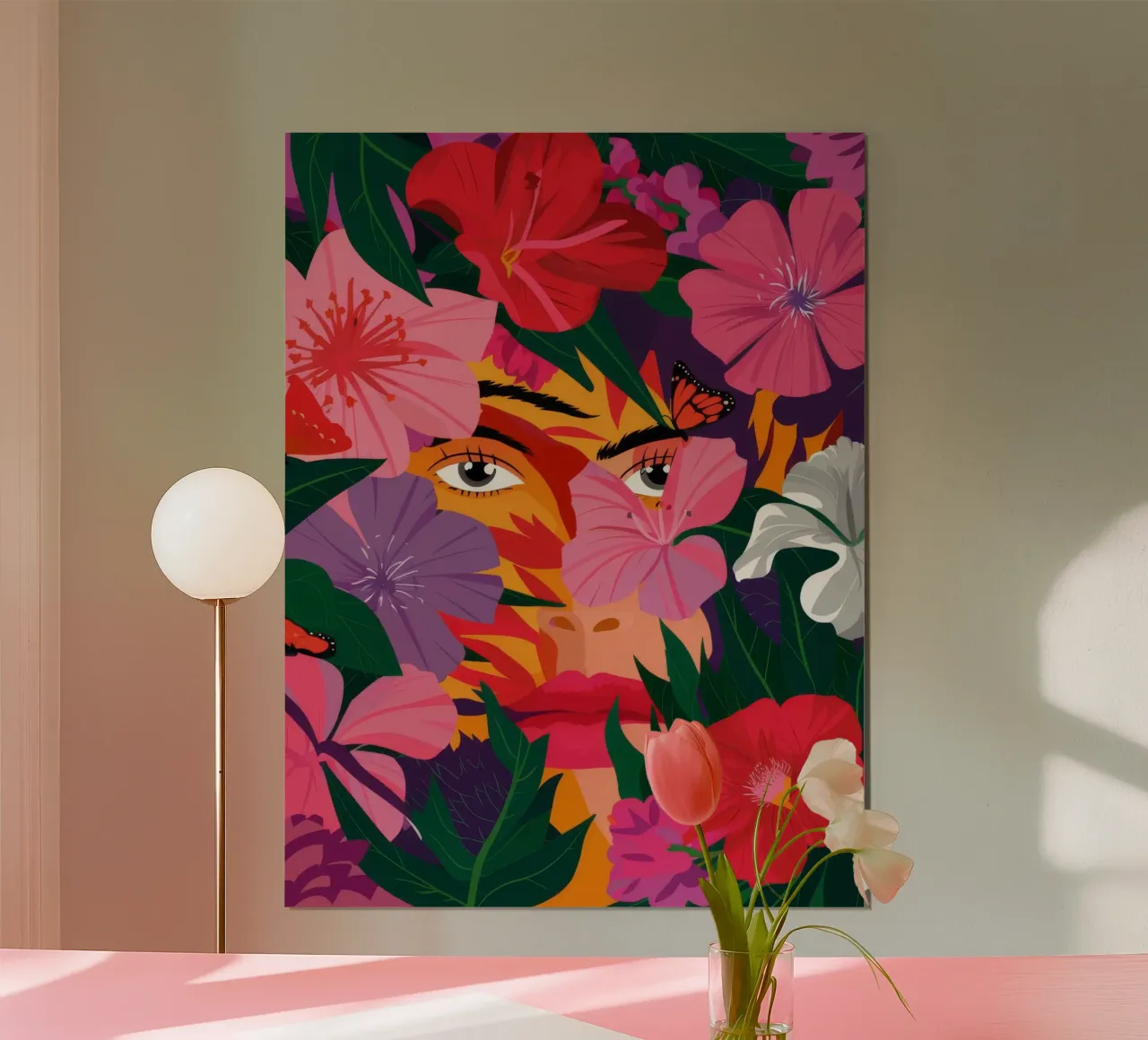 Mistero degli occhi floreali poster con telaio in plastica da Petal Canvas