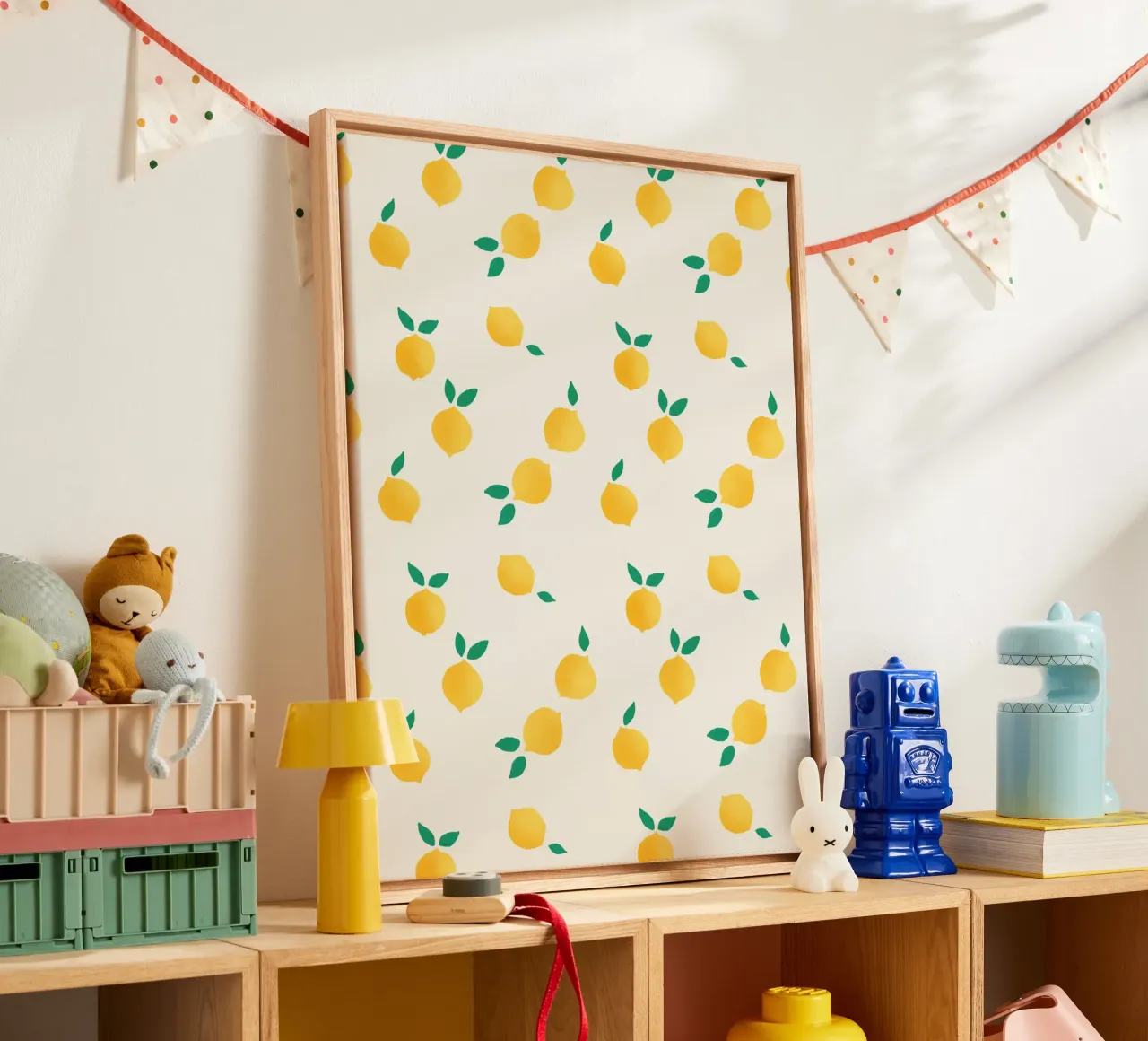 Fresh Summer Yellow Lemons Pattern Leinwand von showmemars