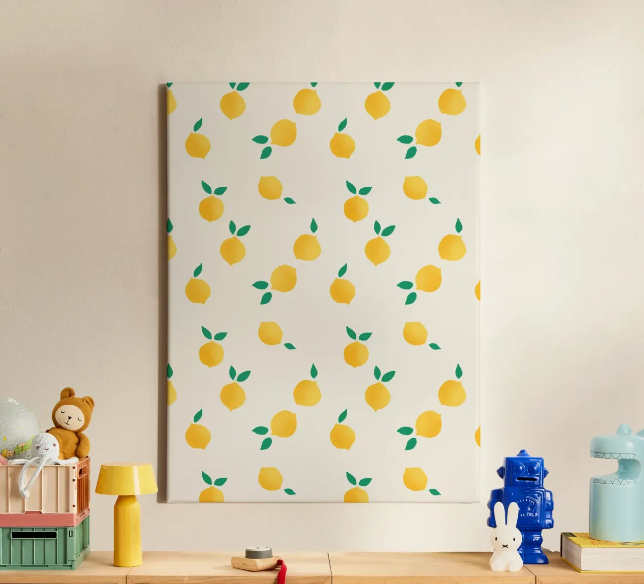 Fresh Summer Yellow Lemons Pattern Leinwand von showmemars