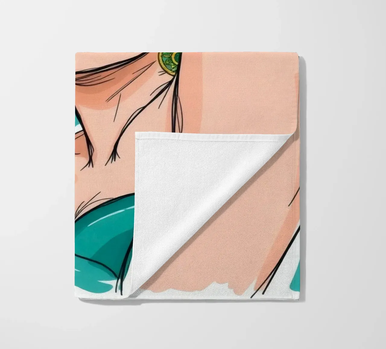 selbstbewusste Frau mit türkisfarbenem Haar und auffälligem Make-up Strandtuch von DesignDoodle