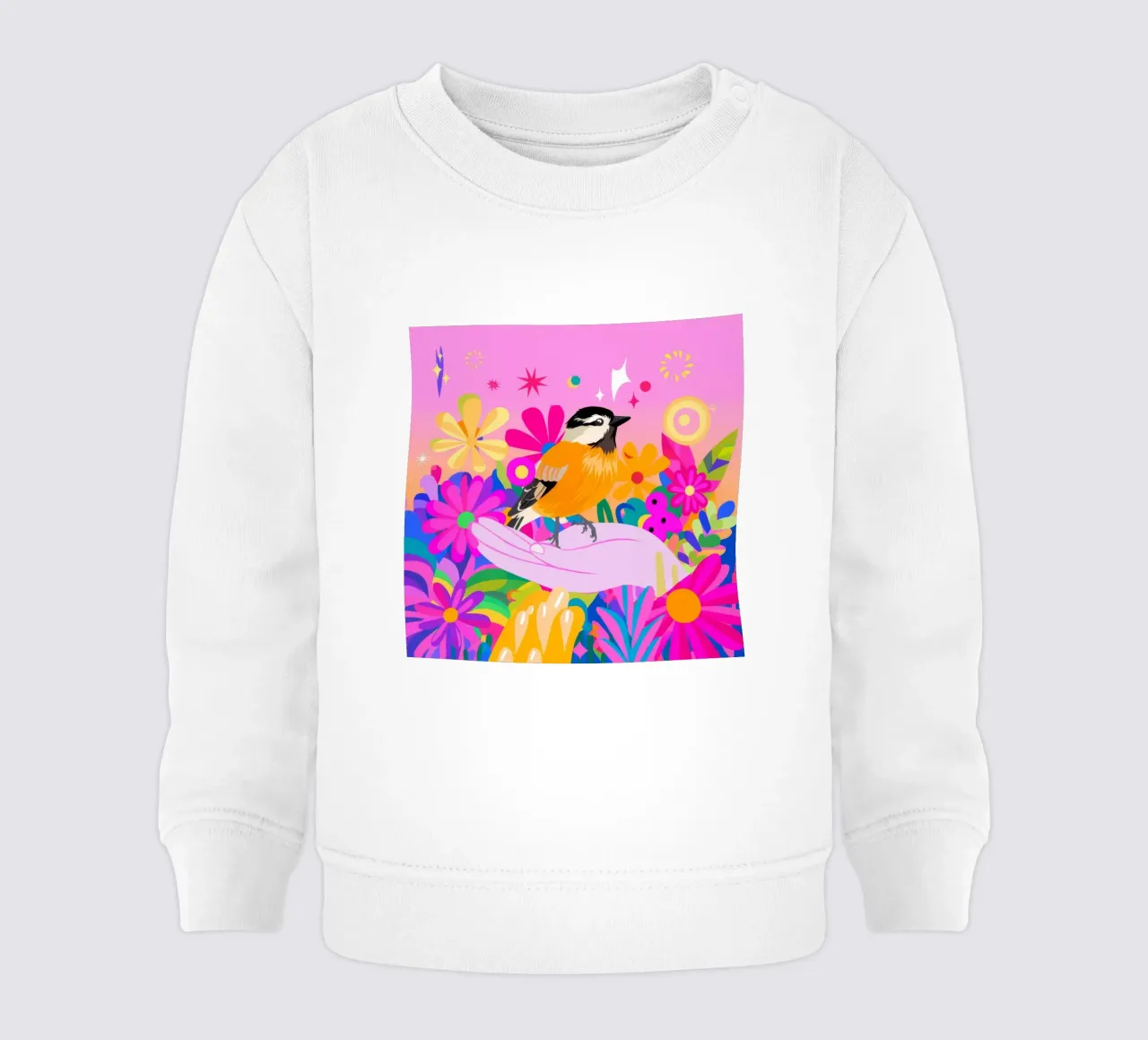 Paradiso degli uccelli felpa neonato da Petal Canvas