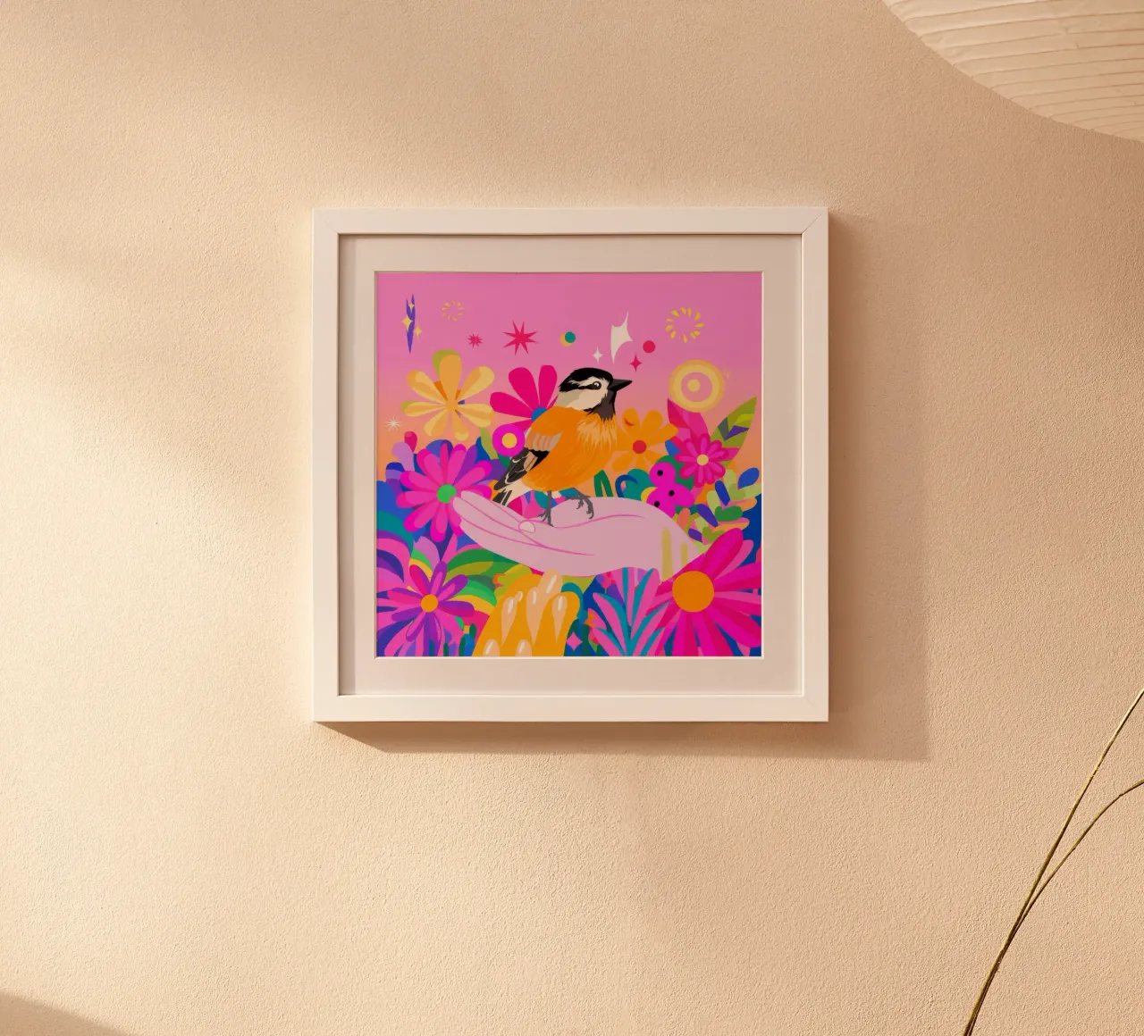 Paradiso degli uccelli poster con telaio in plastica da Petal Canvas