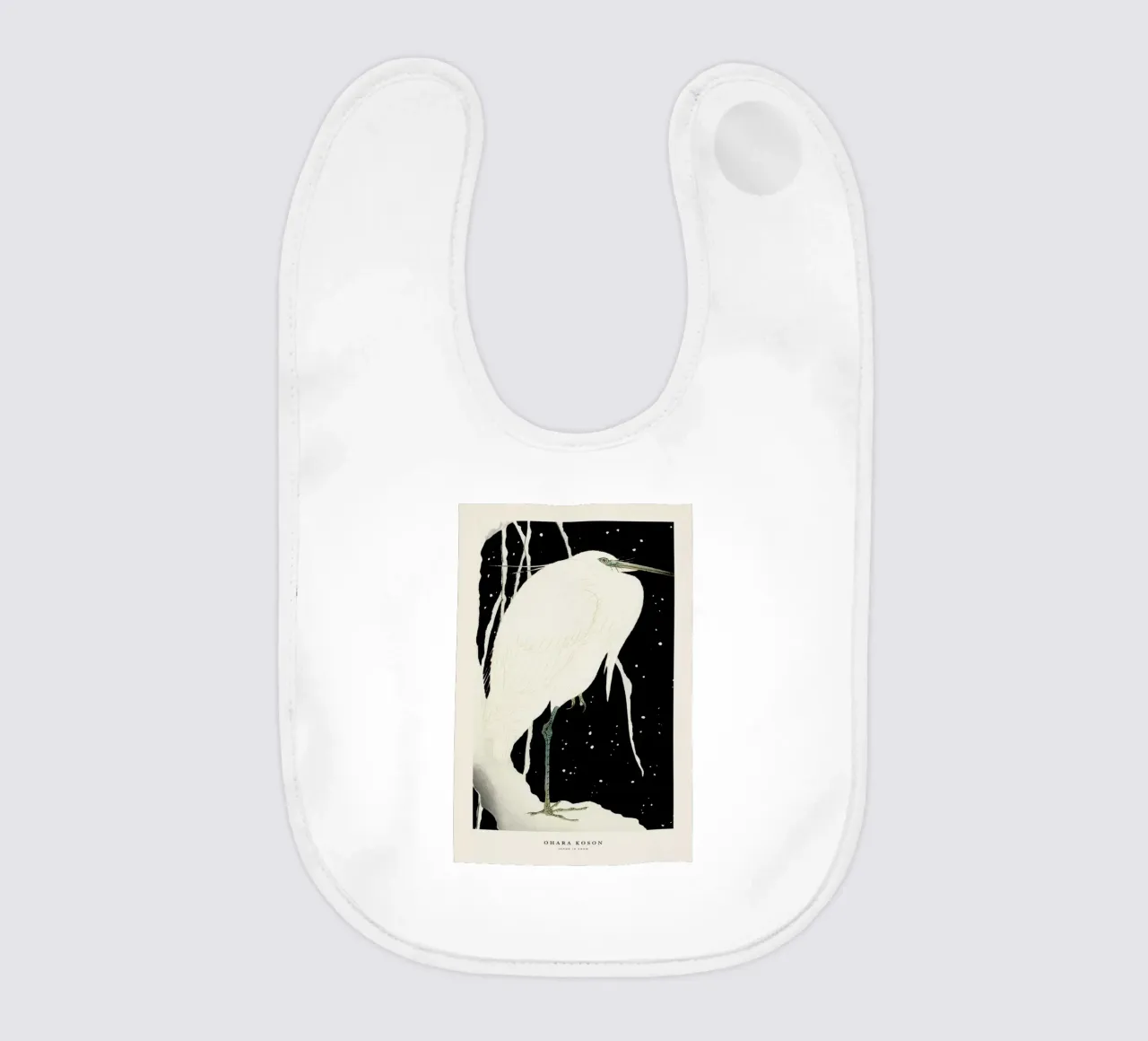 Koson - Heron in Snow bavaglino da Vintage by JUNIQE