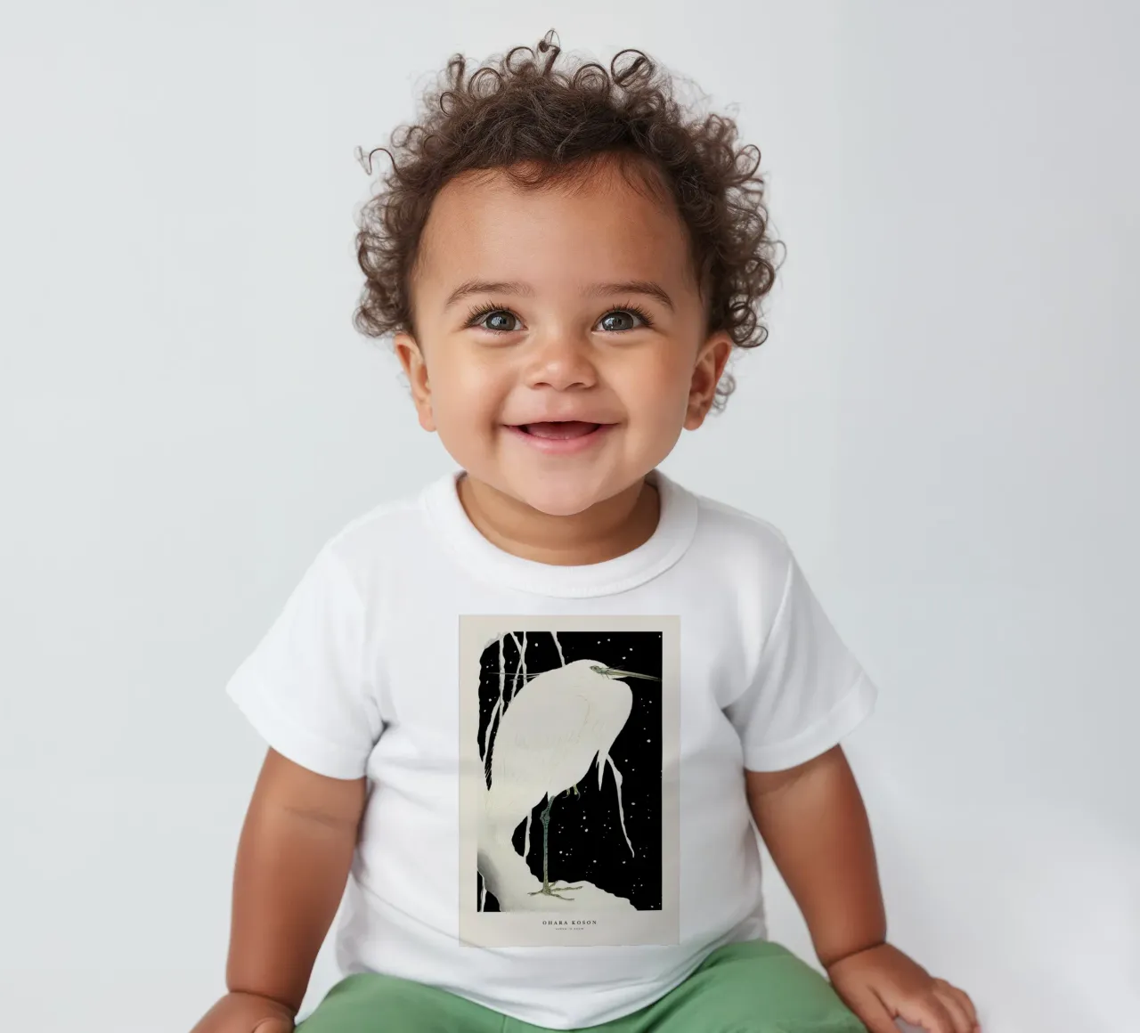 Koson - Heron in Snow maglietta neonato da Vintage by JUNIQE