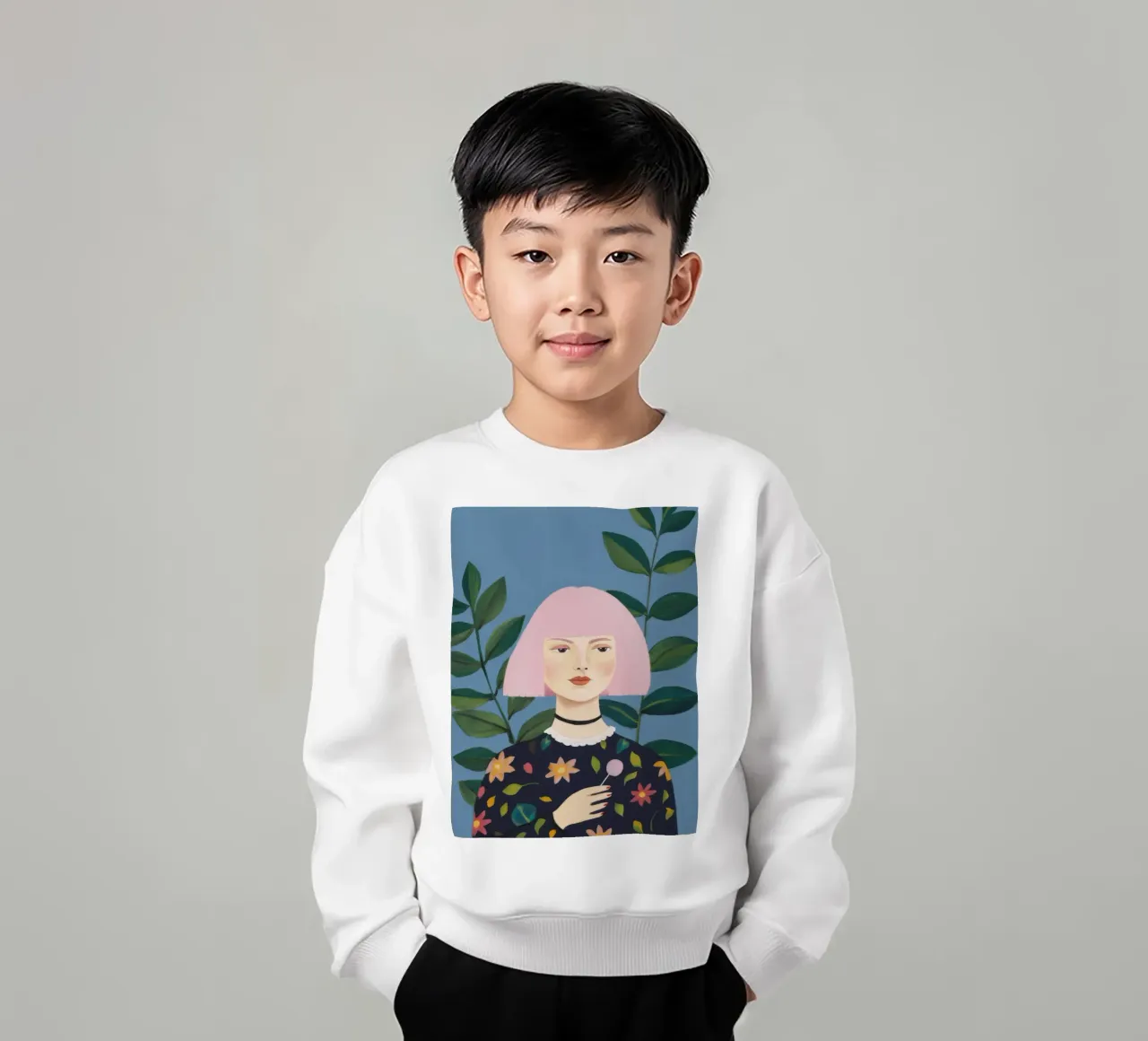 Minimalist Portrait kids sweatshirt by Petal Canvas