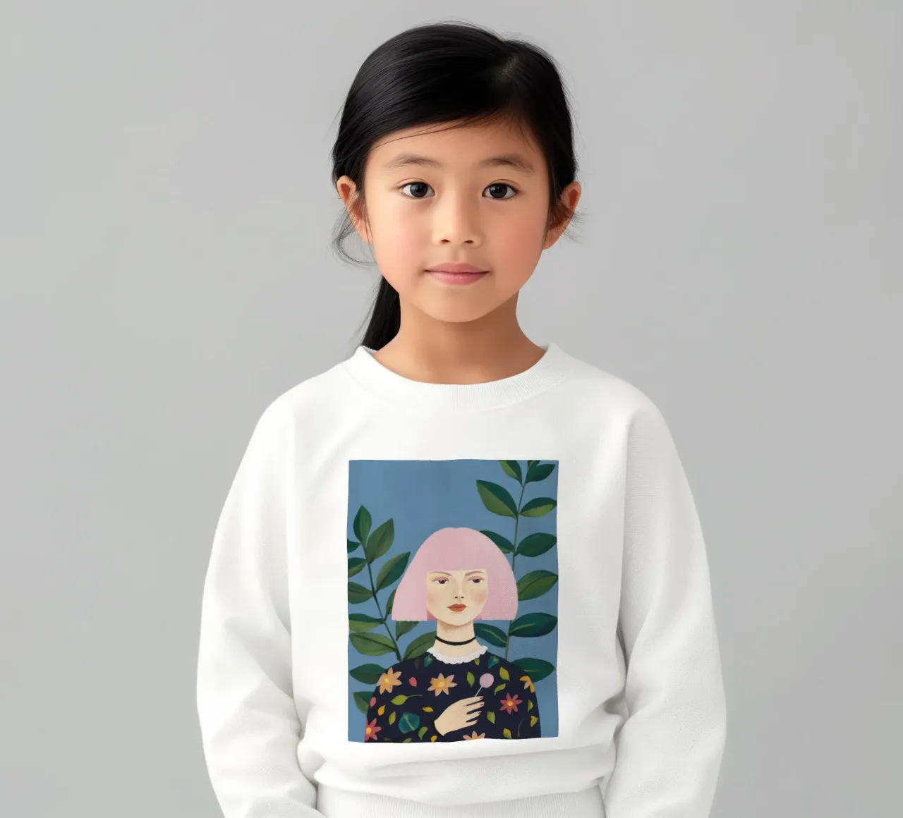 Minimalist Portrait kids sweatshirt by Petal Canvas