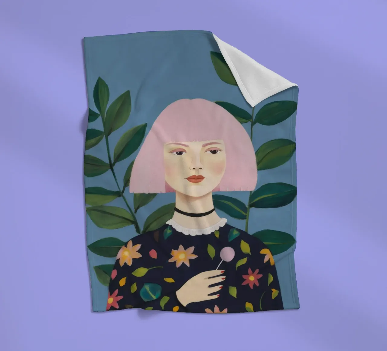 Minimalist Portrait fleece blanket by Petal Canvas