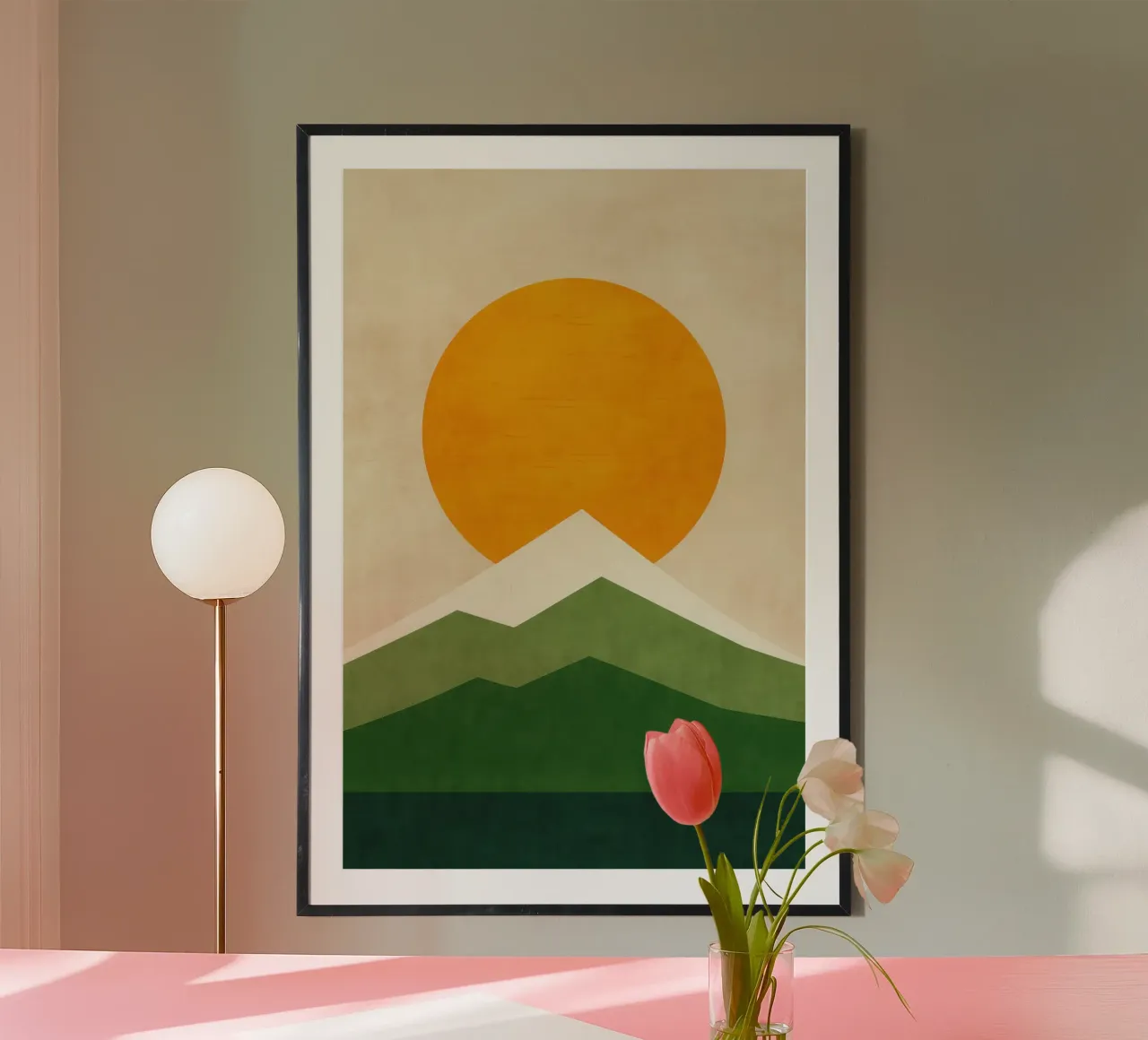 Il Monte Fuji - Sole nascente a Kyoto poster con telaio in alluminio da Affiches Soleil & Déco Lumineuse – Sunny