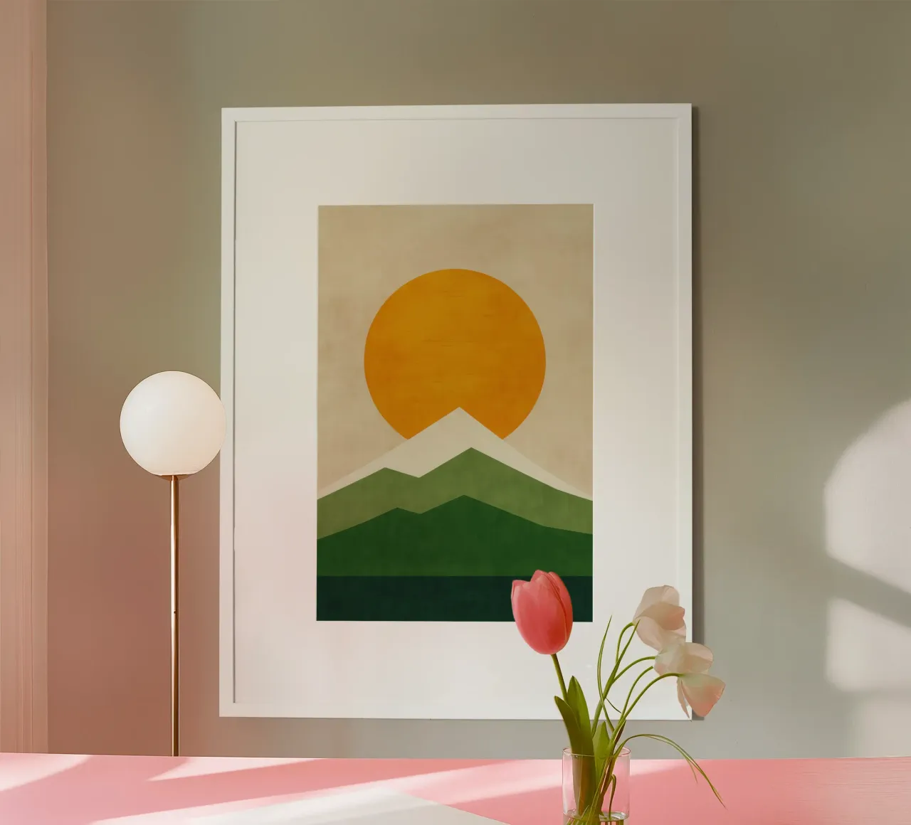 Il Monte Fuji - Sole nascente a Kyoto poster con telaio in alluminio da Affiches Soleil & Déco Lumineuse – Sunny
