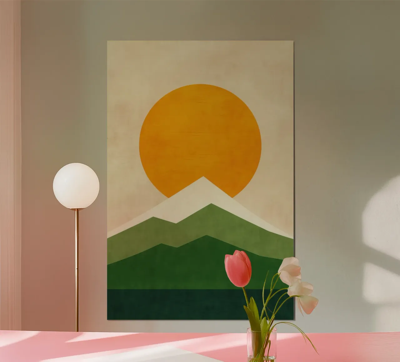 Il Monte Fuji - Sole nascente a Kyoto poster con telaio in alluminio da Affiches Soleil & Déco Lumineuse – Sunny