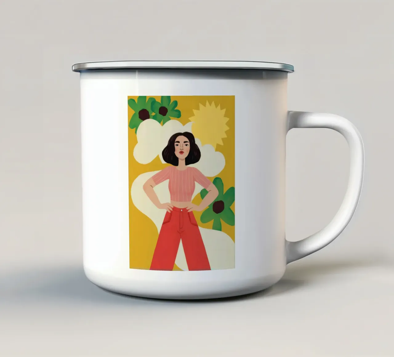 Giornata di sole tazza in smalto da Petal Canvas