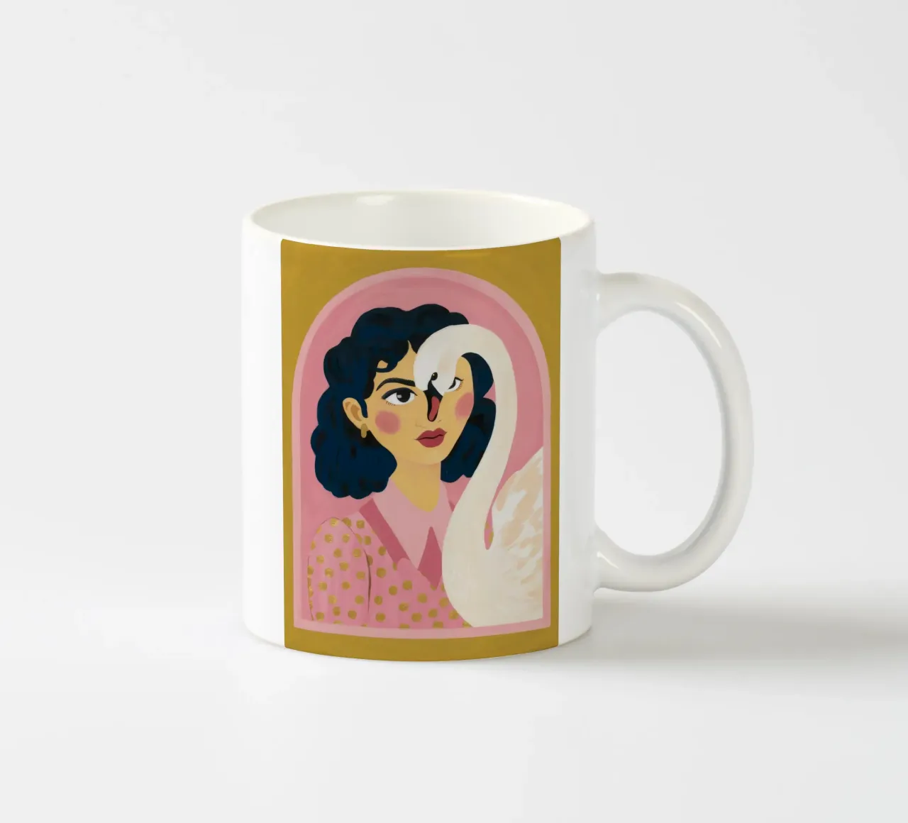 Abbraccio etereo del cigno tazza in ceramica da Petal Canvas