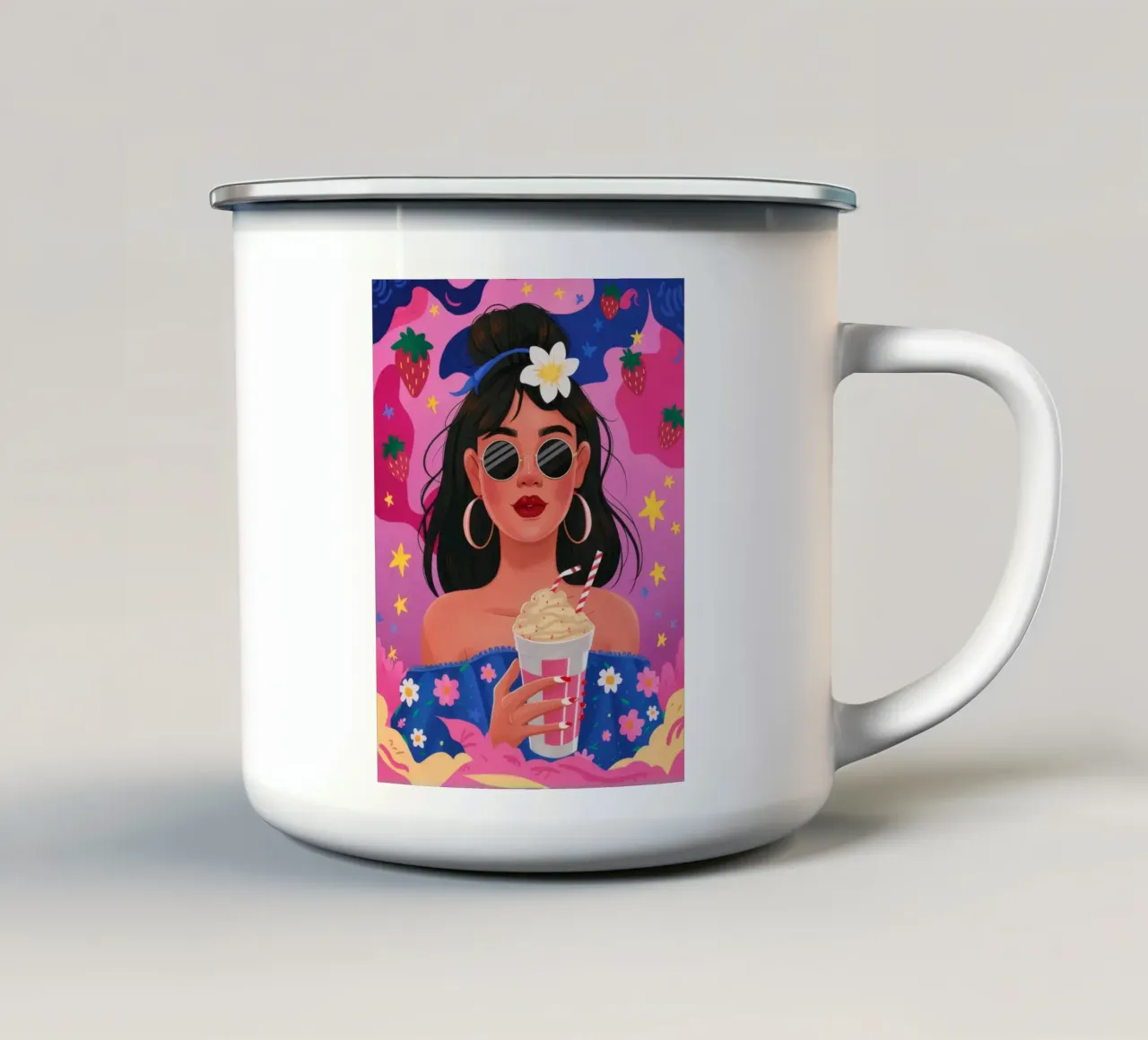Sorso di delizia floreale tazza in smalto da Petal Canvas