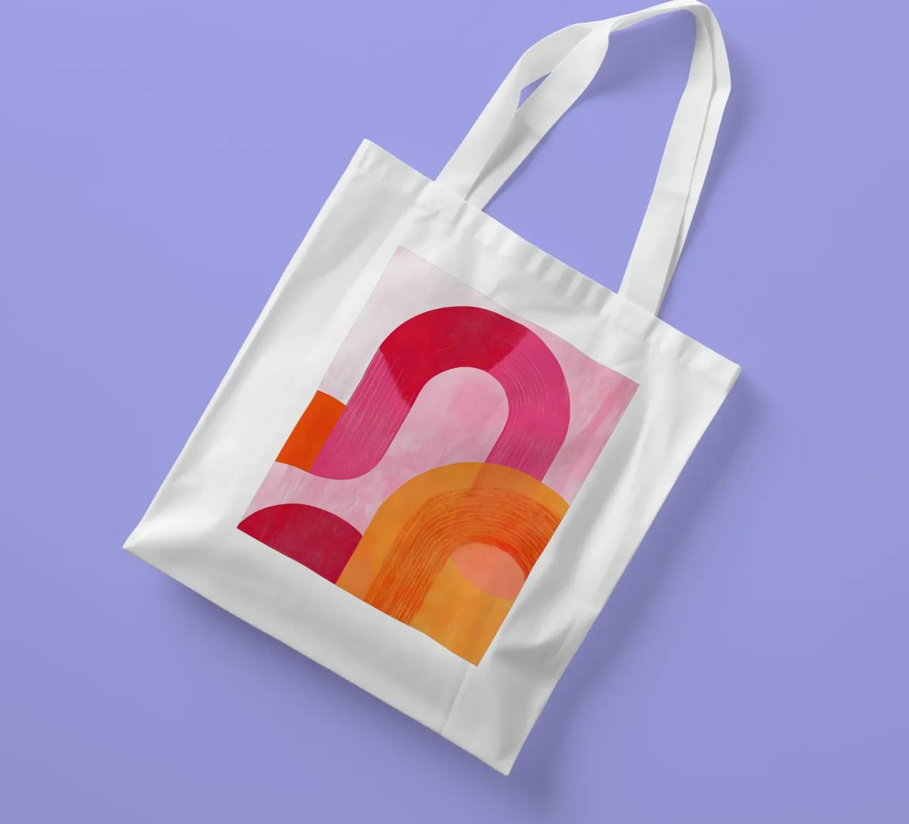 Pink and Orange Abstract borsa in juta da Gypsy Galleria
