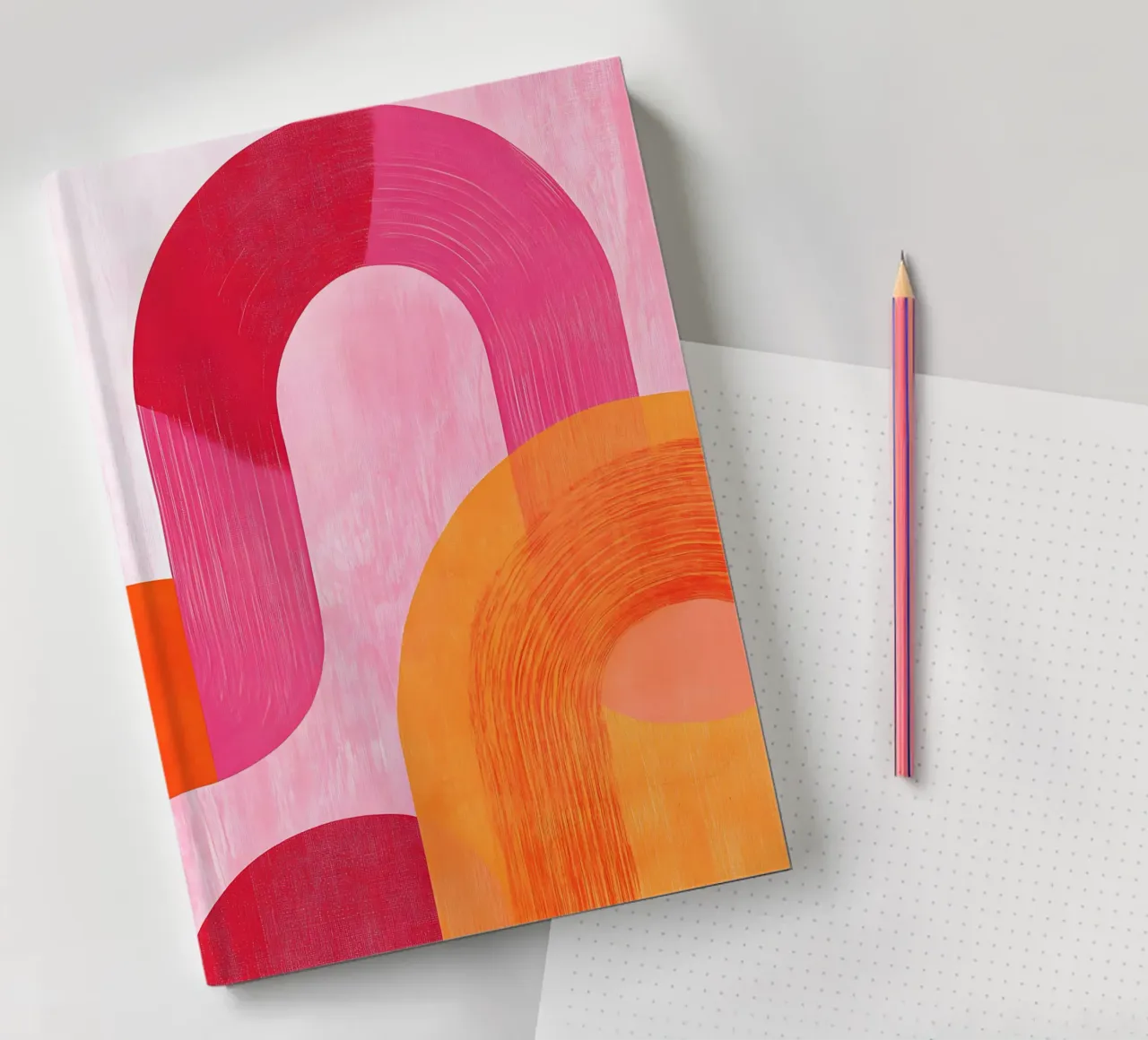 Pink and Orange Abstract notebook by Gypsy Galleria