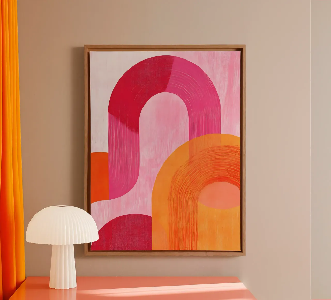 Pink and Orange Abstract tela con Cornice a cassetta da Gypsy Galleria