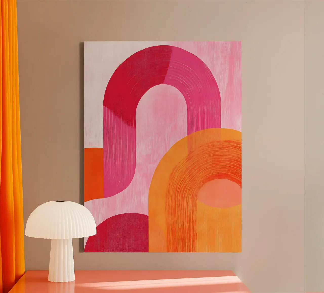 Pink and Orange Abstract tela con Cornice a cassetta da Gypsy Galleria