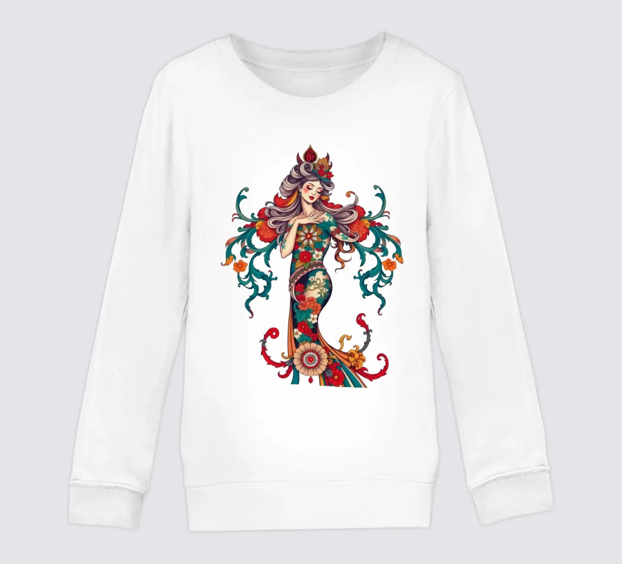 donna adornata con motivi floreali che mostrano un design intricato felpa bambino da DesignDoodle
