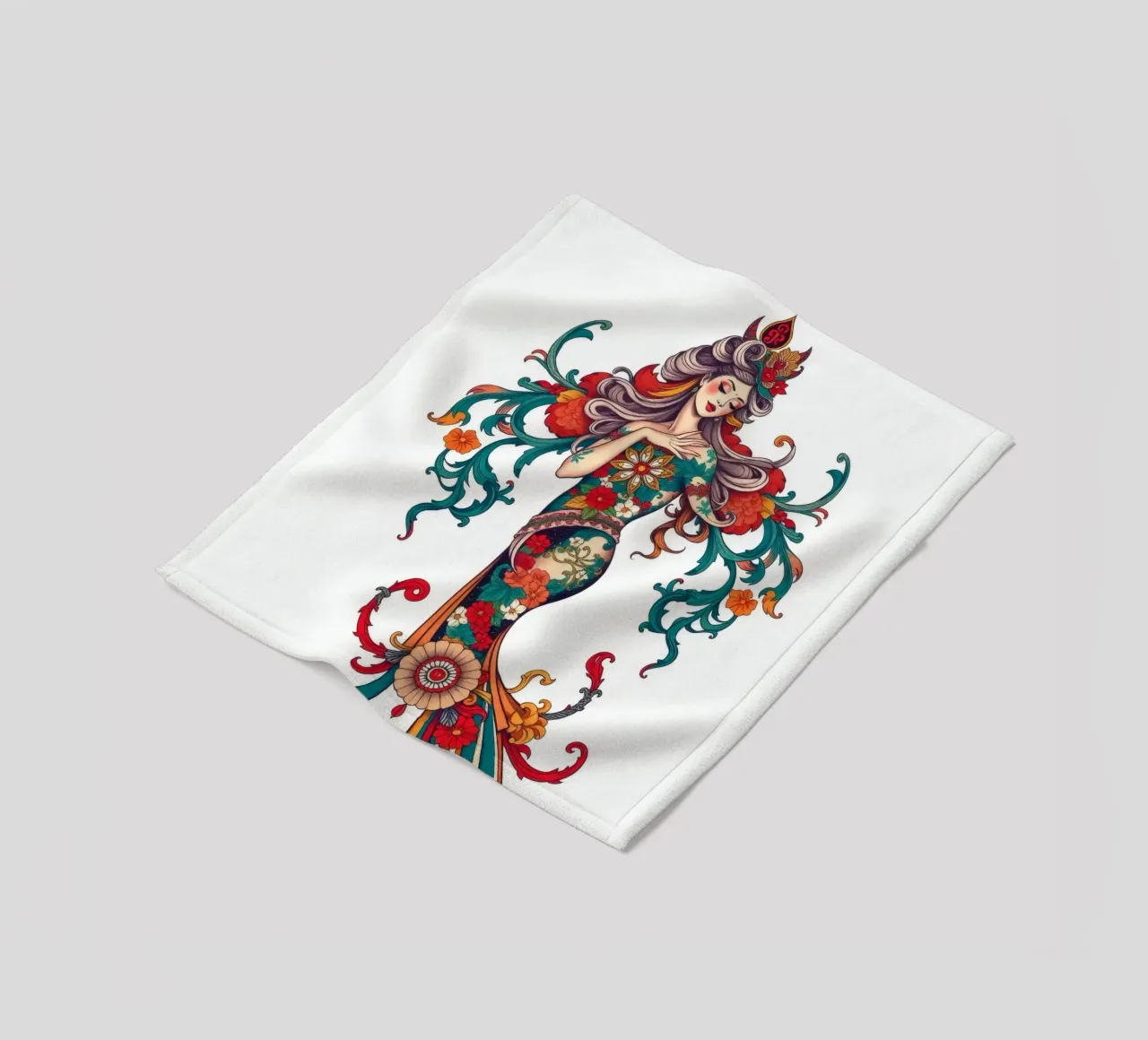 donna adornata con motivi floreali che mostrano un design intricato coperta in pile da DesignDoodle