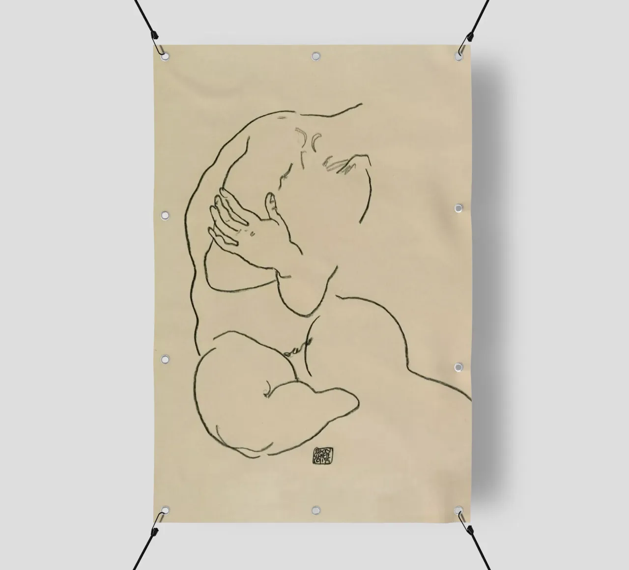 Schiele - Seated Female Torso II telo in pvc da Vintage by JUNIQE