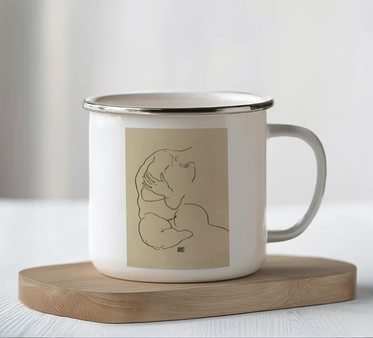 Schiele - Seated Female Torso II tazza in smalto da Vintage by JUNIQE