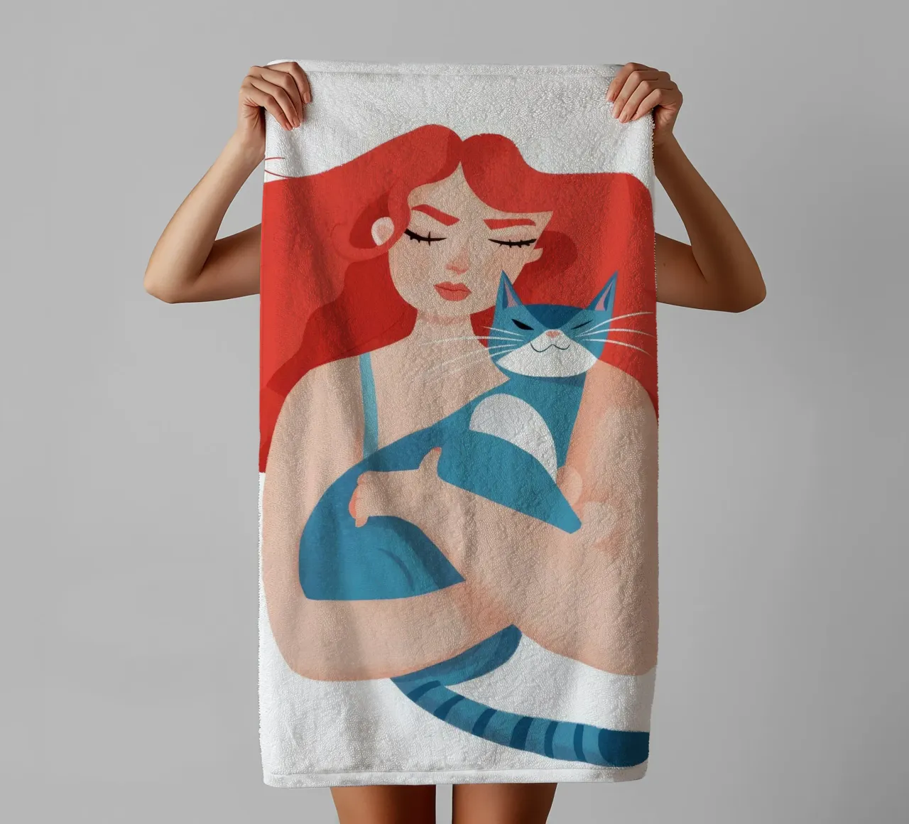 Feline Affection Embrace towel by Petal Canvas