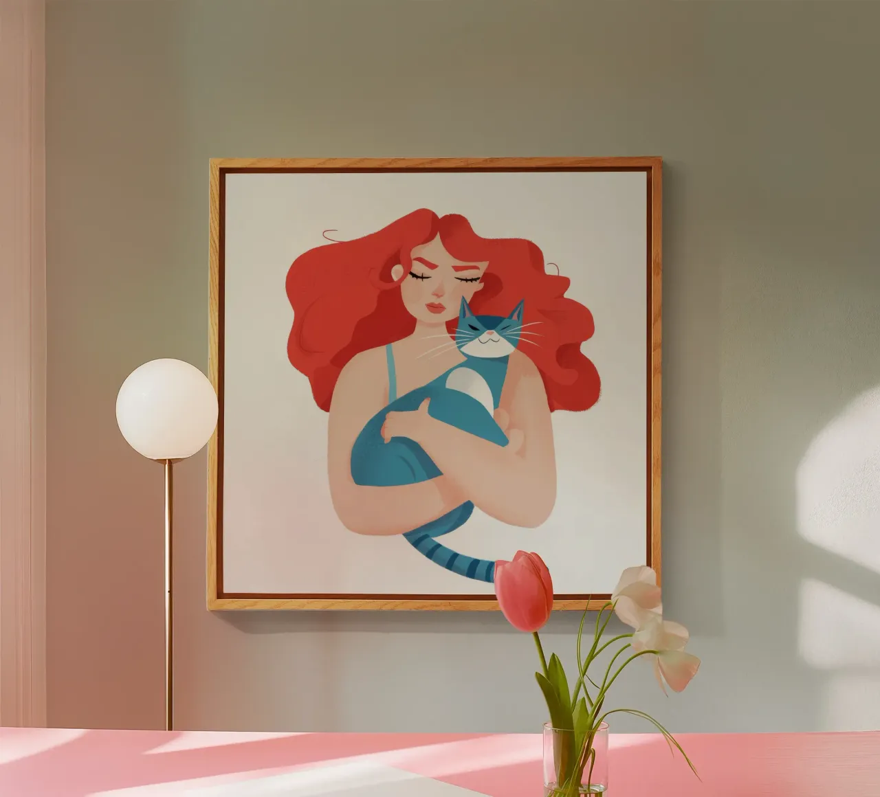 Feline Affection Embrace acrylic glass by Petal Canvas