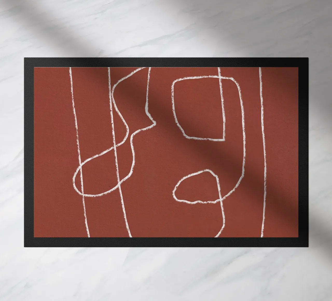 Line art abstract - Mother and the baby doormat by Little Dean