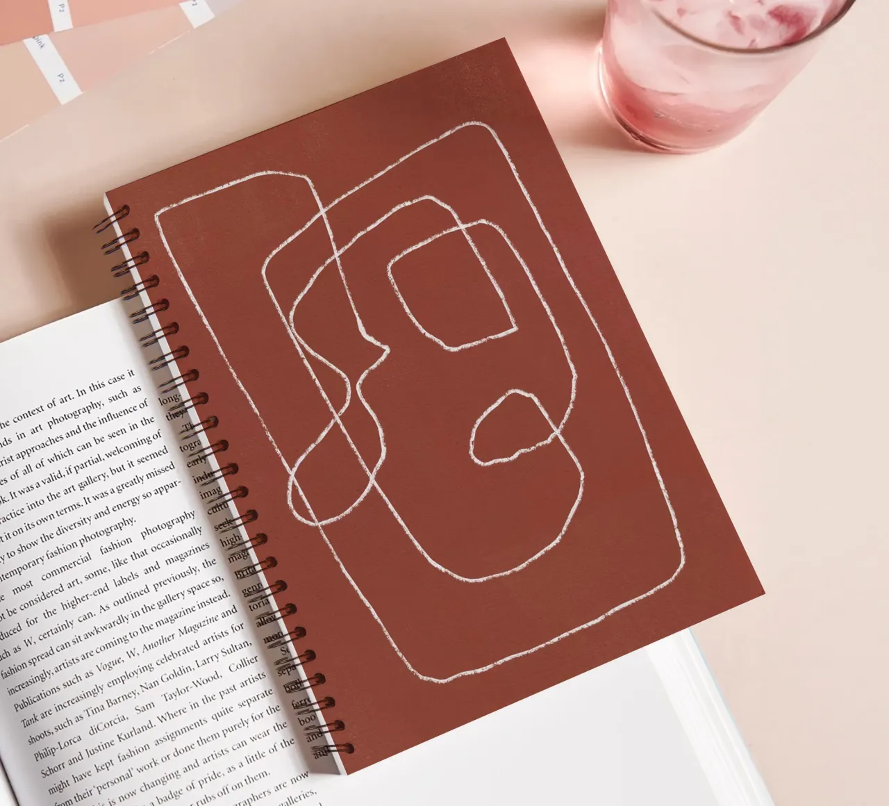 Line art abstract - Mother and the baby spiral notebook by Little Dean