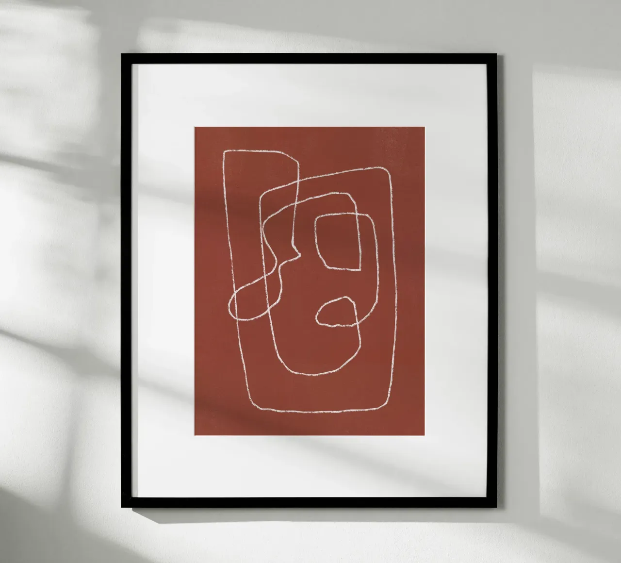 Dessin au trait abstrait - Mère et bébé poster avec cadre en bois de Little Dean
