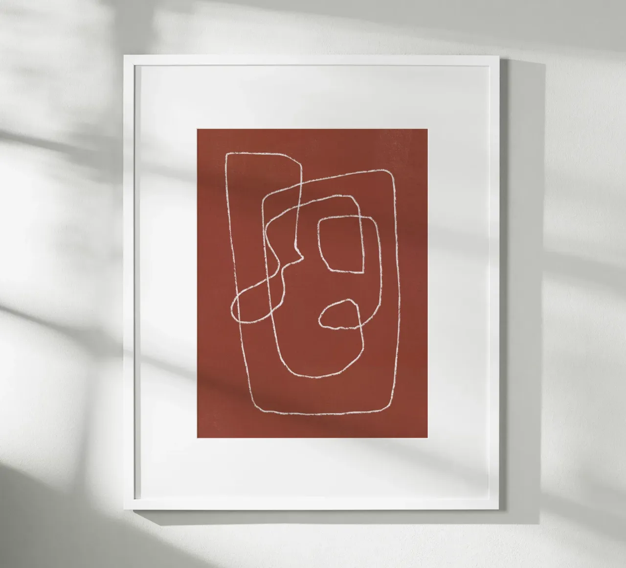 Dessin au trait abstrait - Mère et bébé poster avec cadre en bois de Little Dean